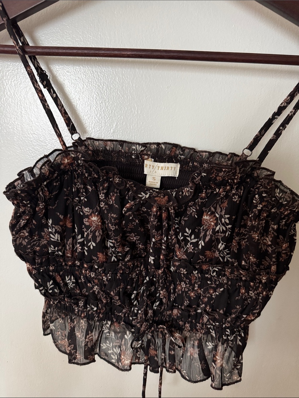 Smocked Crop Top & Maxi Skirt Set - Brown Floral - Picture 3 of 4